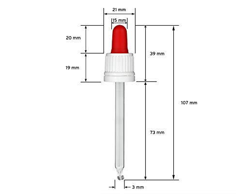 Octopus Botellas de pipeta de 10x 50 ml con pipeta de Vidrio, por líquidos, Pinturas o aceites, Botellas de Vidrio ámbar con pipeta dosificadora, protección contra la luz, Incluyendo Etiquetas