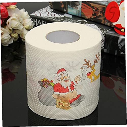 Odoukey-Papel de invierno de la impresión de Papá Noel Papel de papel higiénico Papel de tejido para el hogar Baño Web Año Nuevo Decoración del hogar