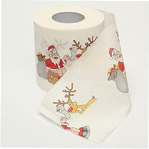 Odoukey-Papel de invierno de la impresión de Papá Noel Papel de papel higiénico Papel de tejido para el hogar Baño Web Año Nuevo Decoración del hogar