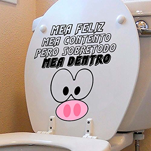 Oedim Pack 2 Vinilos Decorativos para WC Frase Graciosa 28 x 31 cm | Adhesivo de Fácil Colocación | Pegatina para Inodoro Económica y Resistente | Sticker