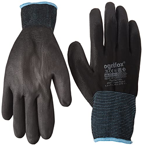 Ogrifox OX-Poliur_Bb9 - Guantes protectores (24 unidades, OX.12.442, pulido), 12 Parejas, color negro