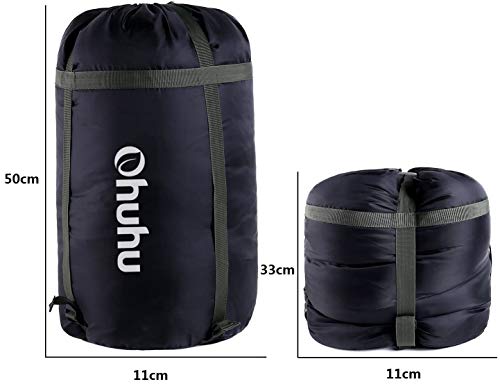 Ohuhu 220x150cm Saco de Dormir Doble Enorme con 2 Almohadas Gratis y una Bolsa de Transporte, Cuatro Doble Tiradores de la Cremallera - Temperatura Cómodo: -6° C / 20F ~ 10 ° C / 50F (Verde)