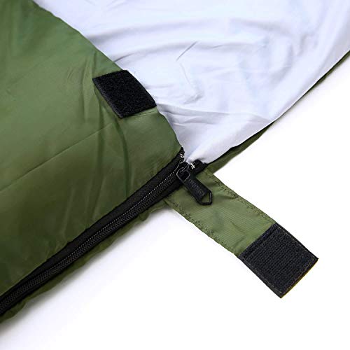 Ohuhu 220x150cm Saco de Dormir Doble Enorme con 2 Almohadas Gratis y una Bolsa de Transporte, Cuatro Doble Tiradores de la Cremallera - Temperatura Cómodo: -6° C / 20F ~ 10 ° C / 50F (Verde)