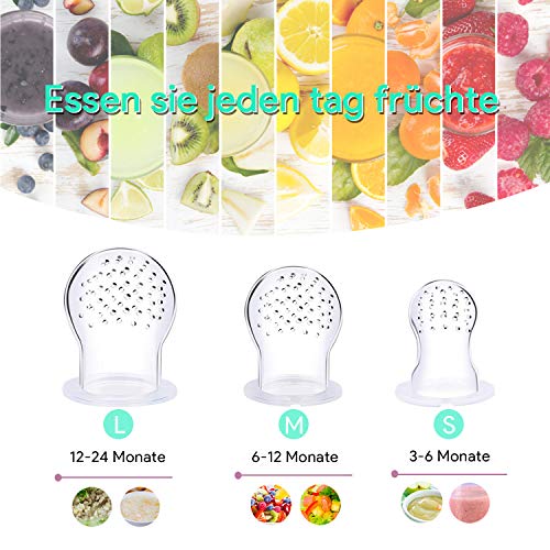 Oladwolf Chupete Fruta Bebe, Alimentador Antiahogo de Fruta Para Bebés y Niños Pequeños con 3 Tamaños Diferentes Reemplazo de Pezones de Silicona, Sin BPA Juguete Para Niños Dentición Chupete (Verde)