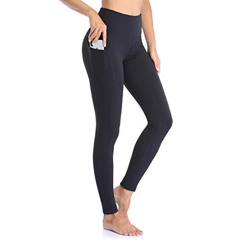 Ollrynns Leggins Deportivos Mujer Cintura Alta Pantalones Deportivos Mallas Leggings con Bolsillos para Running Training Fitness CA166,Negro,M