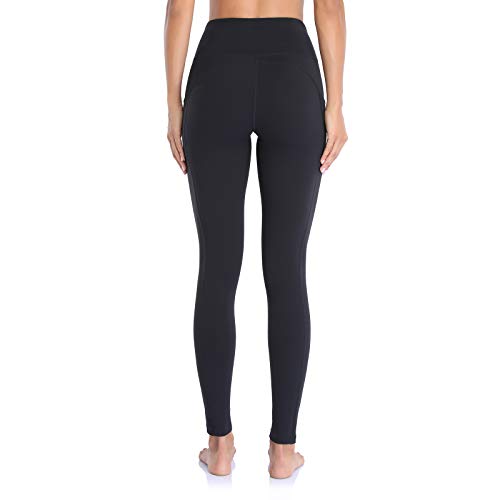 Ollrynns Leggins Deportivos Mujer Cintura Alta Pantalones Deportivos Mallas Leggings con Bolsillos para Running Training Fitness CA166,Negro,M