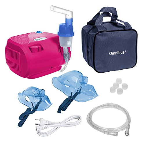 Omnibus BR-CN116B - Nuevo inhalador compresor Nebulizador Inhalador compacto para nebulizador inhaladores bebe electrico, Rosa