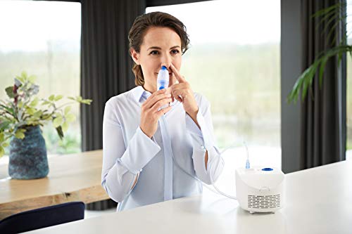 Omron - Nebulizador X102 con lavado nasal 2 en 1 (dispositivo de uso doméstico para el tratamiento de enfermedades respiratorias como el asma, para síntomas de tos y resfriados en niños y adultos)