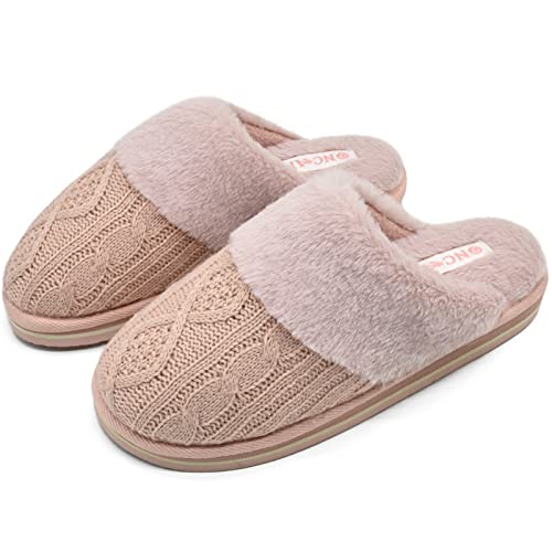 ONCAI Zapatilla Mujer de Soporte del Arco Moda Invierno Felpa Piel Sintética Ortopédicas Pantuflas de Casa Punto con Cómodo y Suave Espuma de Memoria Caucho Rosa Talla 42