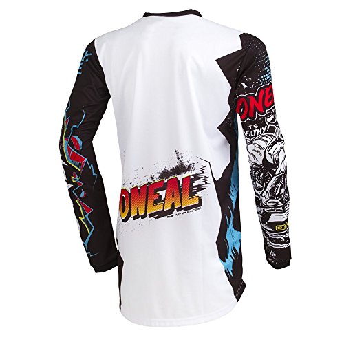 O'Neal | Camiseta de Motocross Manga Larga | MX MTB Mountainbike | Protección para los Codos cosidos, Cuello en V, Material Transpirable | Element Youth Jersey Villain | Niños | Blanco | Talla M