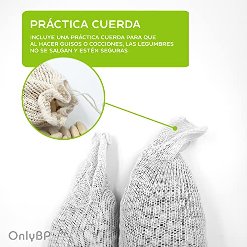 OnlyBP – Set 2 Mallas de cocción para cocer garbanzos, Bolsa para legumbres de 1kg y 2kg