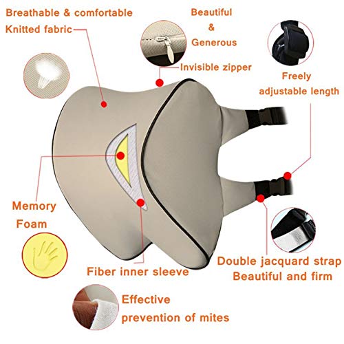 OPAWDS Útil Cubierta de algodón de Espuma de Memoria Cabeza de Caza de cepo de Cepillo de Cuello de Cuello de Cuello de cojín para automóviles Soporte de Soporte de Viaje Silla Suave Combinación