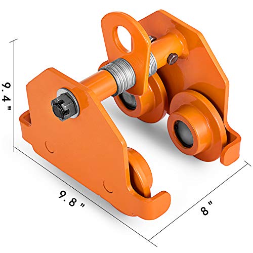 orangea carro carro manual 0.5-2 Ton Plain Push haz pista rodillos Trolley grúa ascensor doble ruedas garaje de elevación para recto curvado I Beam