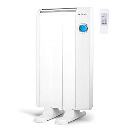 Orbegozo RRE 510 Emisor Térmico Bajo Consumo, 3 Elementos de Calor, Pantalla Digital LCD, Mando a Distancia, Funcionamiento Programable, 500 W, Aluminium, Blanco