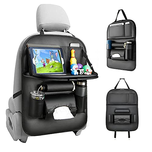 Organizadores para Coche，Tsumbay Organizador Asiento Coche Organizador Coche Bebe Cuero PU Universal Multi-Bolsillo Adecuado para Viajes y Almacenamiento de Necesidades Diarias Negro,1pc