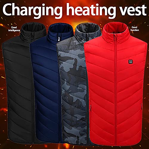 Orgrul Chaleco calefactor para hombre y mujer, chaleco calefactable, con carga USB, chaleco eléctrico con temperatura ajustable, para exterior, caza, senderismo, camping EB8, rojo, XXXXL