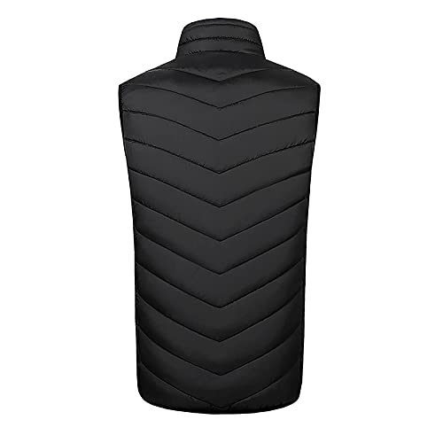 Orgrul Chaleco calefactor para hombre y mujer, USB con 3 niveles de calor, chaqueta calefactable, para exteriores, motocicleta, camping, pesca, esquí 1B8F, Negro , XL