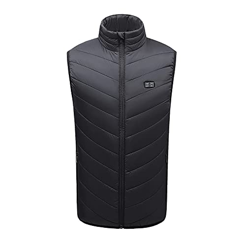 Orgrul Chaleco calefactor para hombre y mujer, USB con 3 niveles de calor, chaqueta calefactable, para exteriores, motocicleta, camping, pesca, esquí 1B8F, Negro , XL