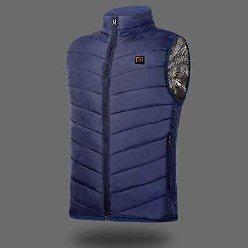 Orgrul Chaleco calefactor USB 2021, chaleco eléctrico para hombre y mujer, ajustable a 3 temperaturas, lavable, chaqueta de invierno con calefacción para exteriores, senderismo, camping DA5, marine, L