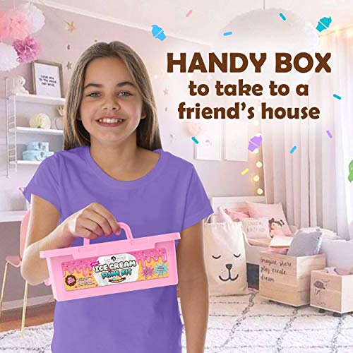 Original Stationery Mini Ice Cream Slime Kit Fluffy -Slime para Niñas, Niños 7 a 12 Fabrica de Slime Fluffy Edición Heladería! Haz Helados Esponjosos de Mantequilla- Regalo Infantil