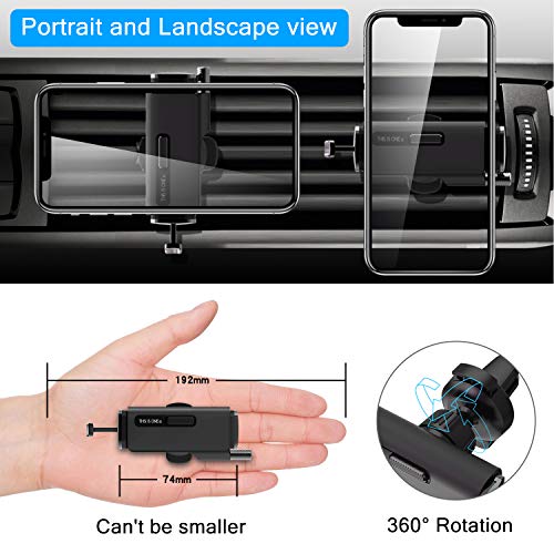 ORYCOOL Soporte Móvil para Coche, Soporte Teléfono Coche para Rejillas del, Porta Universal para Teléfono con Clip de ventilación, Compatible con iPhone, Samsung, Huawei (para 4.7''- 6.8 '') (Negro)