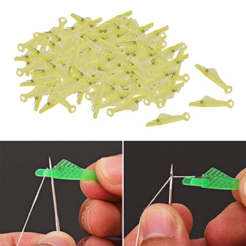 Oshhni 100 Unidades de roscador de Agujas para Coser a Mano, roscadores de Agujas para Grandes Agujas, roscador de Agujas para máquina de Coser - Amarillo