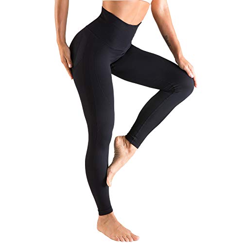 OUDOTA Mallas deportivas para mujer, ajustadas, cintura alta, con control de abdomen, para deporte, opacas, para correr, ciclismo, fitness, con aroma B- Negro S