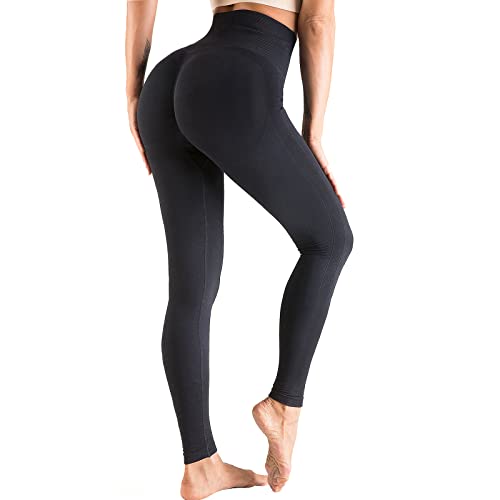 OUDOTA Mallas deportivas para mujer, ajustadas, cintura alta, con control de abdomen, para deporte, opacas, para correr, ciclismo, fitness, con aroma B- Negro S