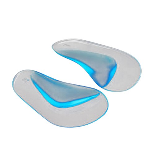 OULII Soporte ortopédico del bebé Plantilla de la plantilla Pies planos Admite almohadillas de gel Adhesivos adhesivos de silicona Tamaño L (transparente con azul)