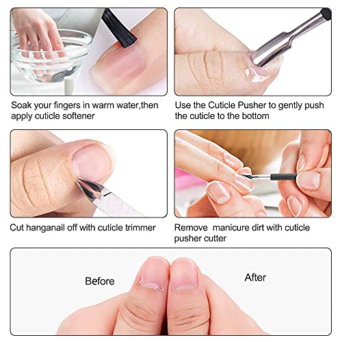 OurTop Pinza de Cutículas con Levantador de Cutícula Removedor, 5PCS Corta Cuticulas Alicate Para Cutículas y Herramienta de Cortador de Cutículas para Las Uñas de Dedos de Manos y Pies