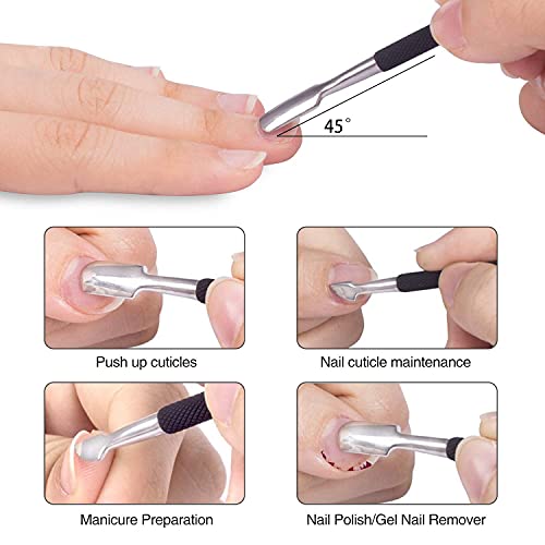 OurTop Pinza de Cutículas con Levantador de Cutícula Removedor, 5PCS Corta Cuticulas Alicate Para Cutículas y Herramienta de Cortador de Cutículas para Las Uñas de Dedos de Manos y Pies