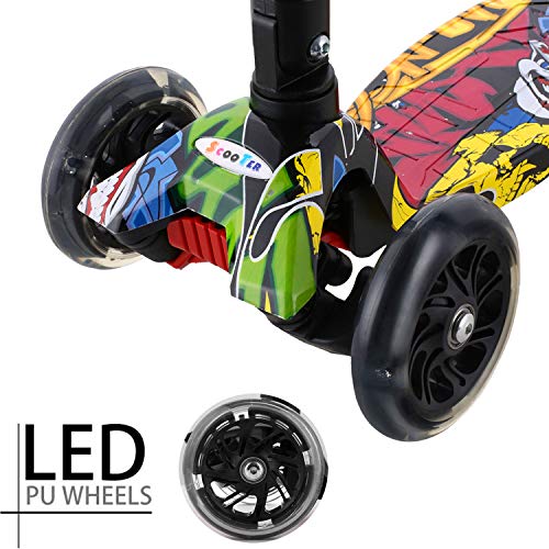 OUTCAMER Patinete Niño Niña 3 a 14 Años Patinete 3 Ruedas Led Luces con Patinete Plegable Scooter Altura Manillar Ajustable 75-84cm con Freno Posterior Monopatin Tres Ruedas Máxima 50 KG