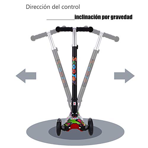 OUTCAMER Patinete Niño Niña 3 a 14 Años Patinete 3 Ruedas Led Luces con Patinete Plegable Scooter Altura Manillar Ajustable 75-84cm con Freno Posterior Monopatin Tres Ruedas Máxima 50 KG