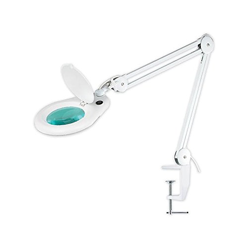 Outletdelocio. Lampara Flexo-Lupa Profesional 60 led 5X. Pie metalico con Ruedas. Leds de bajo Consumo