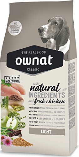 Ownat Pienso para Perros Dog Classic Light 20 kg, Alimento Balanceado contra el Sobrepeso Perros de Vegetales Natural sin Preservantes ni Colorantes.