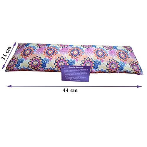 Pack >> 【1】 Saco térmico de semillas para microondas aroma lavanda (44 cm x 11 cm). Hecho en España + 【1】 Aceite Esencial Lavanda 10 ml (saco-termico-mandala)