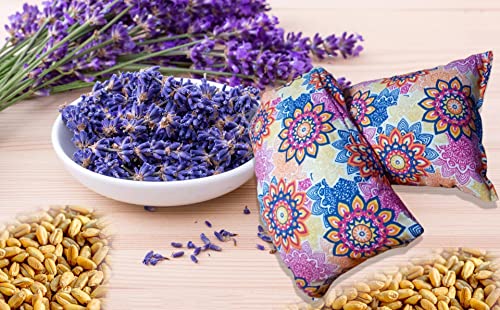 Pack >> 【1】 Saco térmico de semillas para microondas aroma lavanda (44 cm x 11 cm). Hecho en España + 【1】 Aceite Esencial Lavanda 10 ml (saco-termico-mandala)