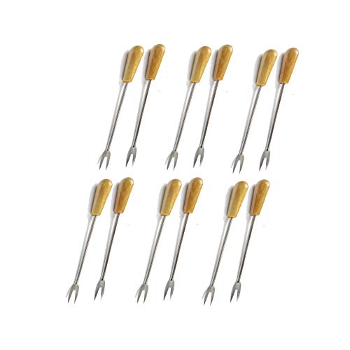 Pack de 12 Pinchos de Dos púas para Comer Caracoles o Aperitivos de Madera de Olivo