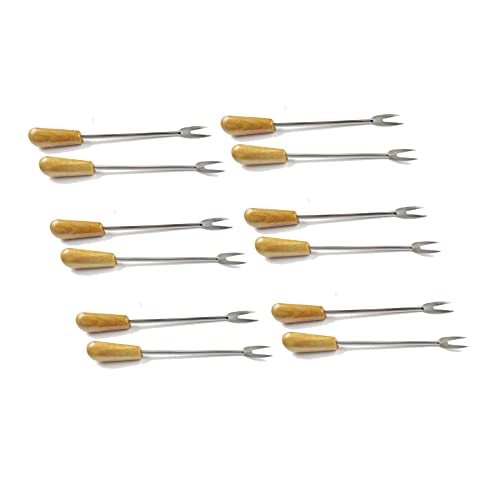 Pack de 12 Pinchos de Dos púas para Comer Caracoles o Aperitivos de Madera de Olivo