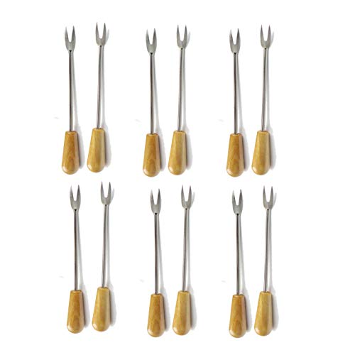 Pack de 12 Pinchos de Dos púas para Comer Caracoles o Aperitivos de Madera de Olivo