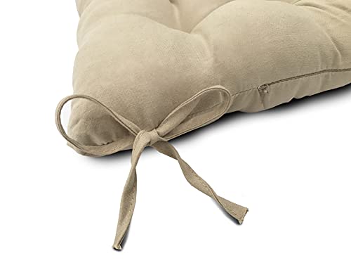 Pack de 6 Cojines para Sillas de Exterior e Interior Reversibles 40 x 40 x 7 cm, con Correas de Sujeción (Beige)