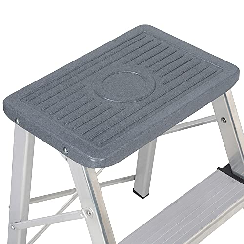 packer PRO Escaleras Plegables Aluminio de Tijera Super Resistente hasta 150Kg, Acero y Aluminio Antideslizantes, Altura de Trabajo hasta 245cm, 2 Peldaños