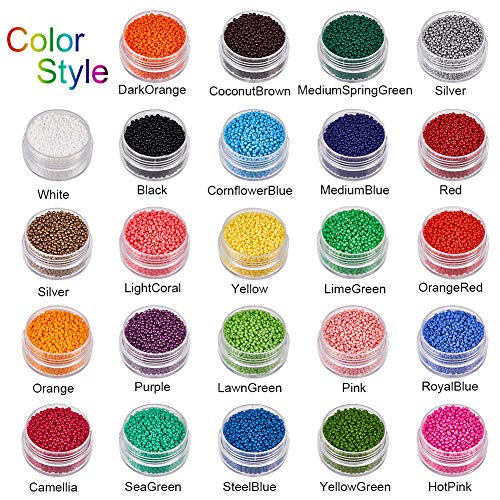 PandaHall Elite de unos 384 g 12/0 2 mm de cuentas de cristal con agujero de 0,3 mm, 24 colores mezclados redondos Pony Bead Mini espaciador para pulsera y collar de joyería