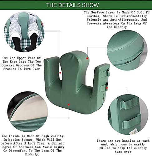 PANGPANGDEDIAN Almohada de Rodilla Turnando la Almohadilla de enfermería, el Dispositivo de Giro para Pacientes con Cama, PU Almohadilla de Transferencia de Cuero (Color : Green)