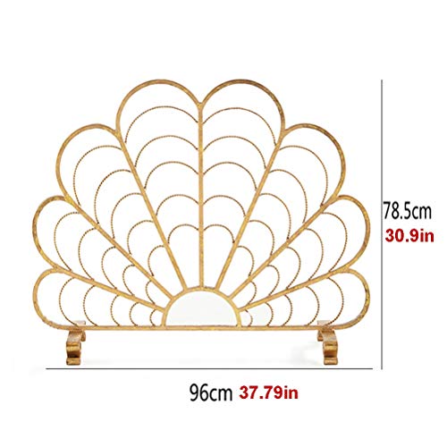 Pantalla De La Chimenea ABL Pantalla De Oro Chimenea, Estufa De Pellets Estufa De Madera Barandilla De Seguridad contra Incendios, La Decoración Casera con Base Estable, 96X78.5CM