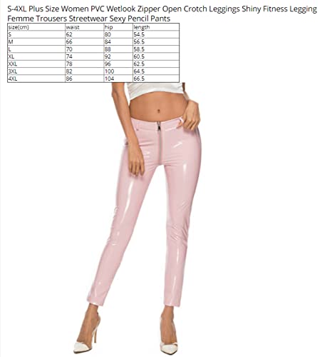 Pantalon Leggings De Entrepierna Abierta Con Cremallera De Pvc De Talla Grande Para Mujer, Legging Brillante Para Fitness, Pantalones Para Mujer, Ropa De Calle, Pantalones De Tubo Sexis, Xxl, Neg