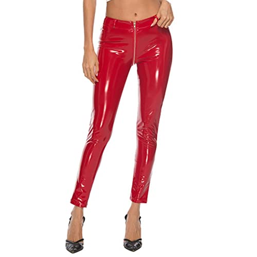 Pantalon Leggings De Entrepierna Abierta Con Cremallera De Pvc De Talla Grande Para Mujer, Legging Brillante Para Fitness, Pantalones Para Mujer, Ropa De Calle, Pantalones De Tubo Sexis, Xxl, Neg