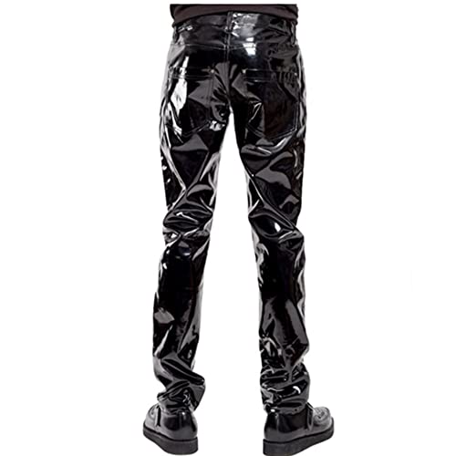 Pantalon Pantalones De Látex De Pvc Brillante Para Hombre, Pantalones Negros Para Motocicleta, Pantalones De Moda Para Montar A Prueba De Agua, Motociclista, Pantalones De Calle Para Hombre, S Ne