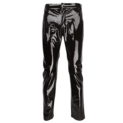 Pantalon Pantalones De Látex De Pvc Brillante Para Hombre, Pantalones Negros Para Motocicleta, Pantalones De Moda Para Montar A Prueba De Agua, Motociclista, Pantalones De Calle Para Hombre, S Ne