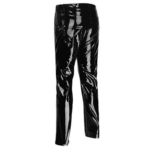 Pantalon Pantalones De Látex De Pvc Brillante Para Hombre, Pantalones Negros Para Motocicleta, Pantalones De Moda Para Montar A Prueba De Agua, Motociclista, Pantalones De Calle Para Hombre, S Ne